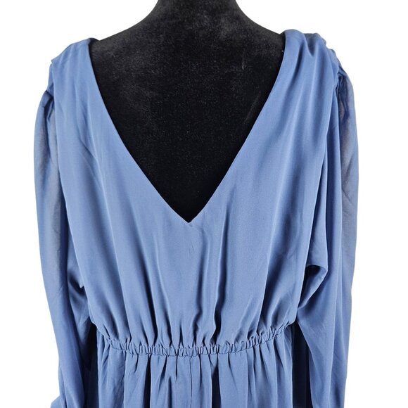 Pinup Womens Formal Plus Size 22W Blue Chiffon Mother Of The Bride Dress - Picture 13 of 16